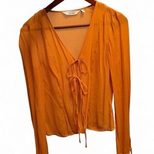 & Other Stories Orange Tie-Front Blouse